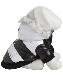 Striped Fashion Dog Parka with Removeable Hood Size: Large