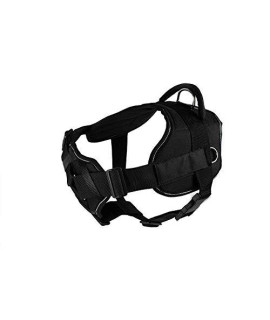Dean & Tyler Fun Harness with Padded chest Piece and Strap for Dogs Medium Black with Reflective Trim
