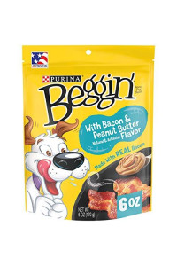 Purina Beggin Strips Real Meat Dog Treats, With Bacon & Peanut Butter Flavor - 6 oz. Pouch