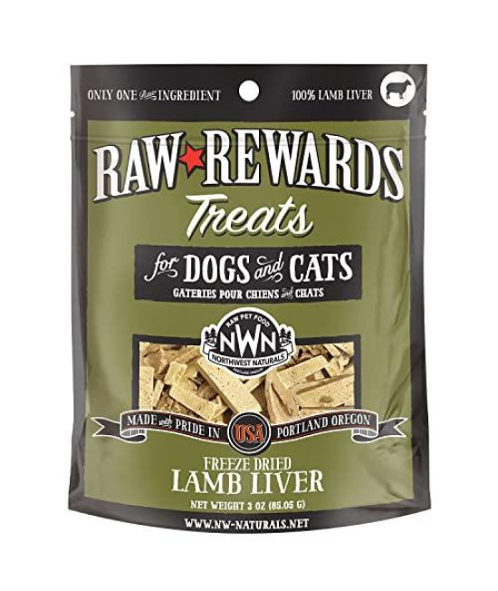 Northwest Naturals Raw Rewards Freeze-Dried Treats for Dogs and Cats  Lamb Liver  Gluten-Free Pet Food  3 Oz.