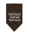 Mirage Pet Products You come You Sit You Stay Screen Print Bandana Large cocoa