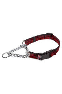Cetacea Chain Martingale Dog/Pet Collar with Quick Release, Step 4, Medium, Red