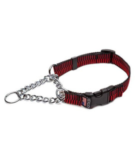 Cetacea Chain Martingale Dog/Pet Collar with Quick Release, Step 4, Medium, Red