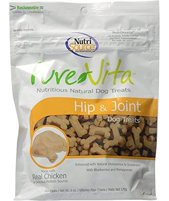 Pure Vita Hip And Joint Dog Treats With Real Chicken, 6 Ounces (3-Pack)