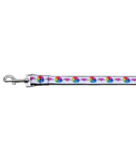 Mirage Pet Products Technicolor Love Nylon Ribbon Dog collar with 1-Inch by 4-Feet Leash