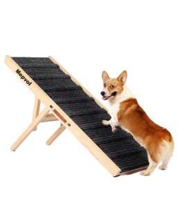 Mepvol Dog Ramp,Stable Wooden Pet Ramp for All Small and Older Animals,435 Long Ramps with 8 Steps,Adjustable from 14 to 26, Folding Pet Ramps great for High Bed couch and cars,(250Lbs capacity)