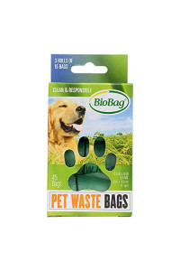 BioBag Dog / Pet Waste Bags on a Roll 45 Bags Each Box (Case of 12) Total 540 Bags