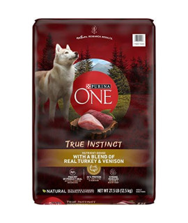 Purina ONE High Protein Natural Dry Dog Food, SmartBlend True Instinct With Real Turkey & Venison - 27.5 lb. Bag