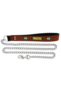 NFL Green Bay Packers Football Leather 3.5mm Chain Leash, Large
