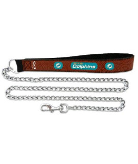 NFL Miami Dolphins Football Leather 3.5mm Chain Leash, Large