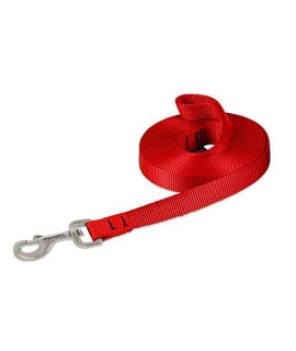 LupinePet Basics 3/4 Red 15-Foot Extra-Long Training Lead/Leash for Medium and Larger Dogs