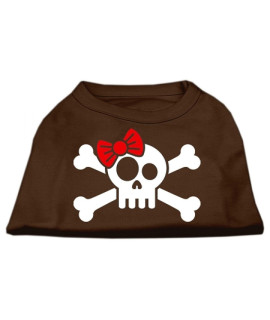 Mirage Pet Products Skull crossbone Bow Screen Print Shirt XX-Large Brown