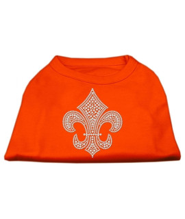 Mirage Pet Products Silver Fleur de Lis Rhinestone Pet Shirts XX-Large Orange