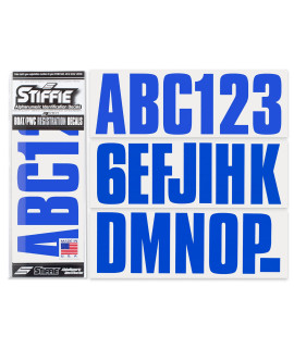 Stiffie Uniline Blue 3 ID Kit Alpha-Numeric Registration Identification Numbers Stickers Decals for Boats & Personal Watercraft