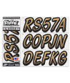 Stiffie Whipline Metallic Goldblack 3 Alpha-Numeric Registration Identification Numbers Stickers Decals For Boats Personal Watercraft