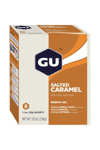 gU Energy Original Sports Nutrition Energy gel, 8-count, Salted caramel