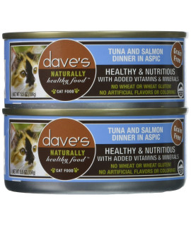 DaveS Naturally Healthy Tuna And Salmon Dinner In Aspic For cats 5.5 Oz can (case Of 24 )