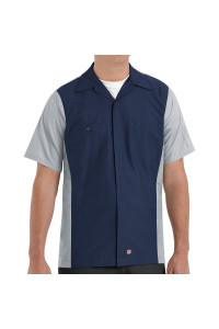 Red Kap Mens Tall Size Ripstop Crew Shirt, Short Sleeve, Navy, 3X-Large
