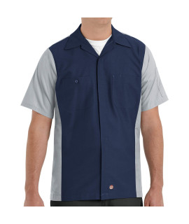 Red Kap Mens Tall Size Ripstop Crew Shirt, Short Sleeve, Navy, 3X-Large