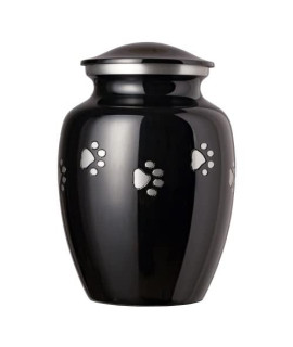 Best Friend Services Pet Urn - Ottillie Paws Legacy Memorial Pet cremation Urns for Dogs and cats Ashes Hand carved Brass Memory Keepsake Urn (Ebony Horizontal Pewter Paws Small)