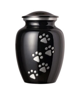 Best Friend Services Pet Urn - Ottillie Paws Legacy Memorial Pet cremation Urns for Dogs and cats Ashes Hand carved Brass Memory Keepsake Urn (Ebony, Vertical, Pewter Paws, Large)