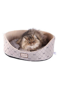 Armarkat Cat Bed, Pale Silver and Beige, 21 L x 21 W x 8 H (C35HQH/MH)