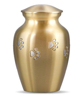 Best Friend Services Pet Urn - Ottillie Paws Legacy Memorial Pet cremation Urns for Dogs and cats Ashes Hand carved Brass Memory Keepsake Urn (Horizontal Paws Small)