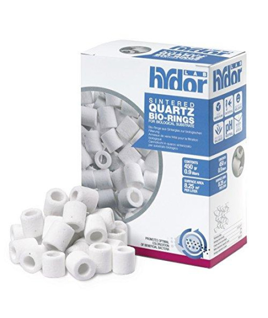 Hydor Sintered Quartz Bio-Rings Filter Media  For Optimal Biological Filtration of Fresh, Marine Water Aquariums  pH Neutral, High Water Flow, Universal  Produces Crystal Clear Water  400 GM