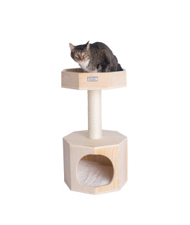 Armarkat Solid Wood Sturdy cat Tree condo House Furniture with cushion S2906 Tan 2 Levels