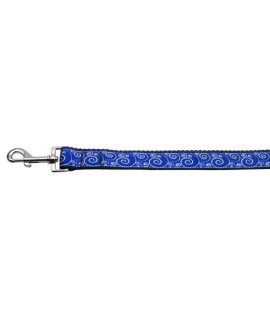 Mirage Pet Products BlueWhite Swirly Nylon Ribbon Dog collar with 1-Inch by 4-Feet Leash