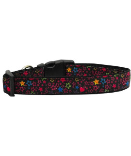 Mirage Pet Products Black Star Nylon Ribbon collar for Pets Large
