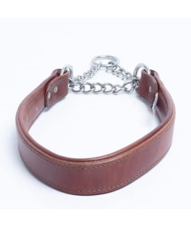 Top Grain Genuine Leather Rio Martingale Dog Collar | Handmade | Padded Leather Bottom | Stainless Steel Hardware | Soft and Strong | 18 X 1 (23.5 Fully Extended), Brown | Angel Pet Supplies