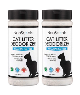 NonScents Cat Litter Deodorizer (2-Pack) - Litter Box Odor Eliminator - Fragrance Free - Longer Kitty Litter Life
