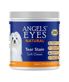Angels Eyes NATURAL Tear Stain Prevention Soft Chews for Dogs - 120 Ct - Chicken Formula (AENSC120D)