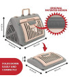 SPORT PET Designs Foldable Travel Cat Carrier with A Bed - Front Door Plastic Collapsible Carrier