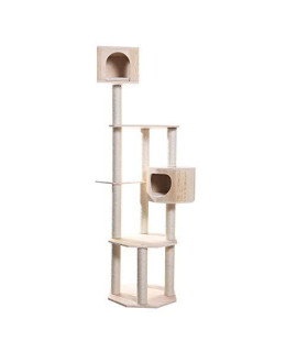 Armarkat Premium Pinus Sylvestris Wood Cat Tree Condo Scratching Post Kitty Furniture Tall Sturdy Light Wood and Sisal Rope, Pine, 36 in (S8502)