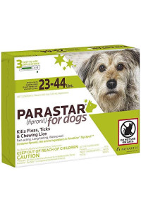 Novartis Parastar 3pk With Fipronil Flea and Tick Control For Dogs 23-44lbs (Green)