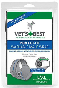 Vets Best Washable Male Dog Diapers | Absorbent Male Wraps with Leak Protection | Excitable Urination, Incontinence, or Male Marking | Large/XL | 1 Reusable Dog Diaper Per Pack