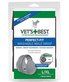 Vets Best Washable Male Dog Diapers | Absorbent Male Wraps with Leak Protection | Excitable Urination, Incontinence, or Male Marking | Large/XL | 1 Reusable Dog Diaper Per Pack