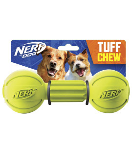 Nerf Dog Rubber Chew Barbell Dog Toy, Lightweight, Durable and Water Resistant, 7.5 Inches, for Medium/Large Breeds, Single Unit, Green (6994)