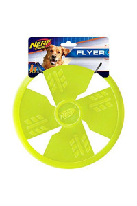 Nerf Dog Rubber Flyer Dog Toy, Frisbee, Lightweight, Durable and Water Resistant, Great for Beach and Pool, 10 inch diameter, for Medium/Large Breeds, Single Unit, Green