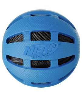 Nerf Dog Crunch and Squeak Rubber Ball Dog Toy, Medium/Large, Blue