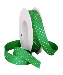Morex Swiss Dot Polyester Grosgrain Ribbon, 78-Inch By 20-Yard Spool, Emerald (39060520-607)