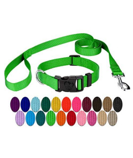 Country Brook Petz - Vibrant 25+ Color Selection - Deluxe Nylon Dog Collar and Leash (Medium, 3/4 Inch Wide, Hot Lime Green)