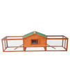 PawHut 122 Outdoor Wooden Rabbit Hutch Small Animal Enclosure With Outdoor Runs Ramps