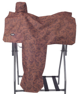 Tough 1 Heavy Denier Nylon Saddle Cover in Prints, Tooled Leather Brown