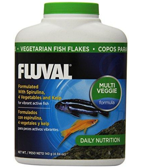 Fluval Vegetarian Flakes Fish Food, 4.94-Ounce, 140gm