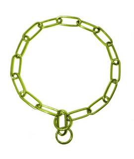 Platinum Pets Coated Fur Saver Chain Training Collar, 19-Inch by 3mm, Corona Lime