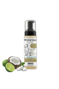 Wahl Pet Friendly Waterless No Rinse Shampoo for Animals  Oatmeal & Coconut Lime Verbena for Cleaning, Conditioning, Detangling & Moisturizing Dogs, Cats & Horses  7.1 Oz