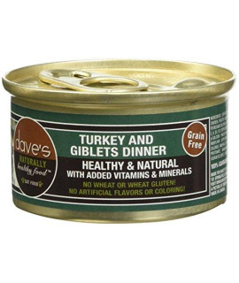 DaveS Naturally Healthy Turkey & giblets Dinner For cats 3 Oz can (case Of 24 )